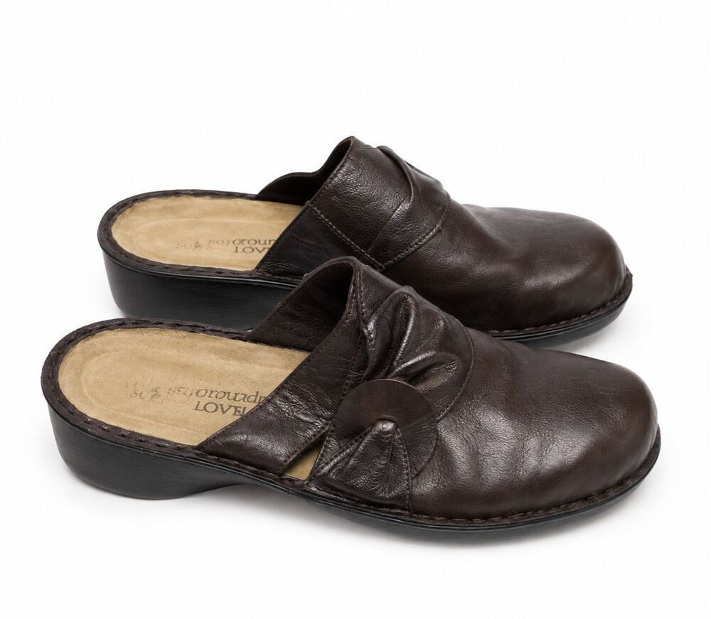 NAOT Dark Purple Brown Leather Mule Clogs Slip Ons Size 38 US 7